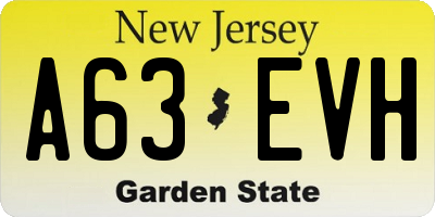 NJ license plate A63EVH