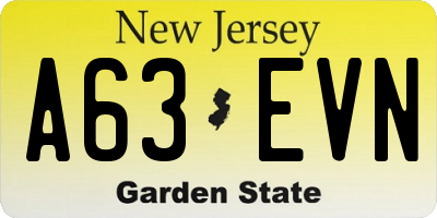 NJ license plate A63EVN