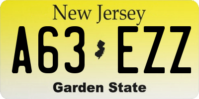 NJ license plate A63EZZ