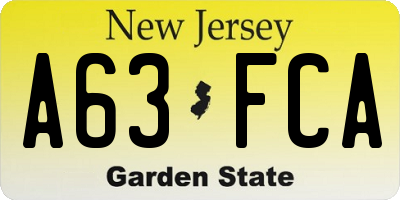 NJ license plate A63FCA