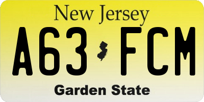 NJ license plate A63FCM
