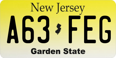 NJ license plate A63FEG