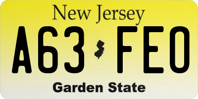 NJ license plate A63FEO