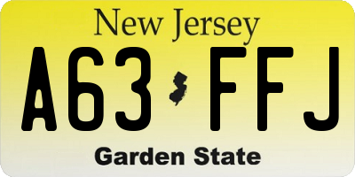 NJ license plate A63FFJ