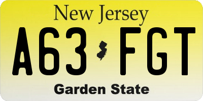 NJ license plate A63FGT