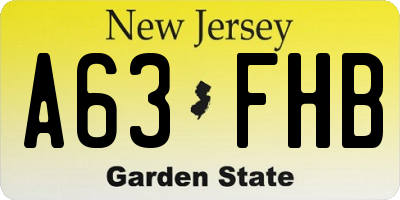 NJ license plate A63FHB