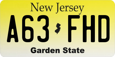 NJ license plate A63FHD