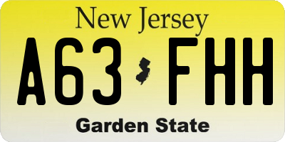 NJ license plate A63FHH