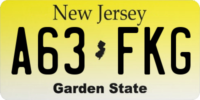 NJ license plate A63FKG