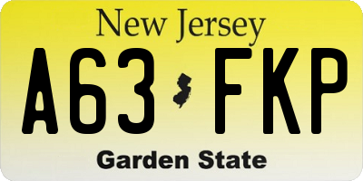 NJ license plate A63FKP