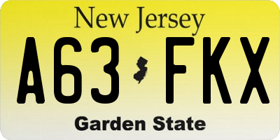 NJ license plate A63FKX