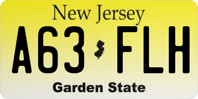 NJ license plate A63FLH
