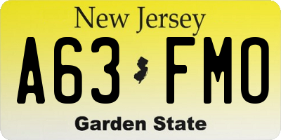 NJ license plate A63FMO
