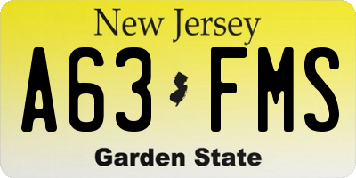 NJ license plate A63FMS