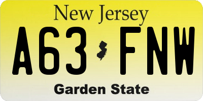 NJ license plate A63FNW