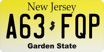 NJ license plate A63FQP