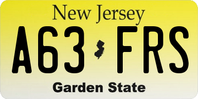 NJ license plate A63FRS