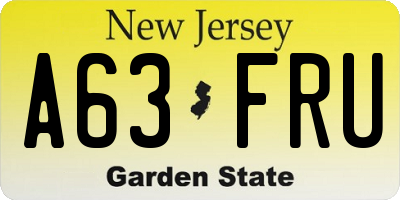NJ license plate A63FRU
