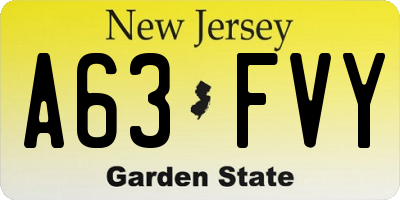 NJ license plate A63FVY