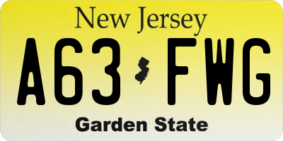 NJ license plate A63FWG