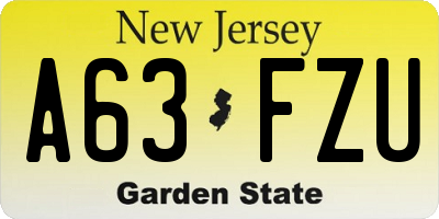 NJ license plate A63FZU