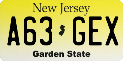 NJ license plate A63GEX
