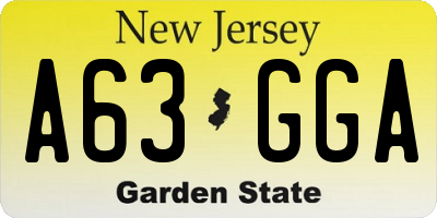 NJ license plate A63GGA