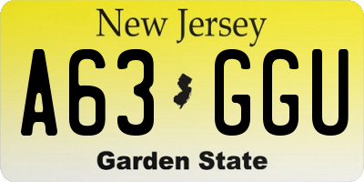 NJ license plate A63GGU
