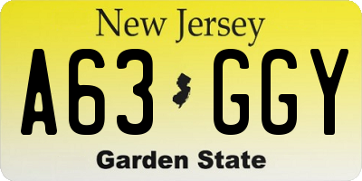 NJ license plate A63GGY