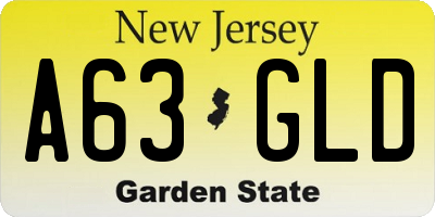 NJ license plate A63GLD