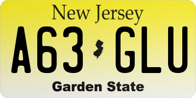 NJ license plate A63GLU