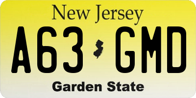 NJ license plate A63GMD