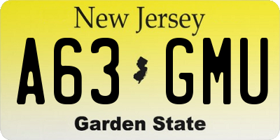 NJ license plate A63GMU