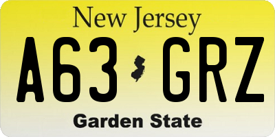 NJ license plate A63GRZ