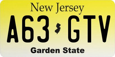 NJ license plate A63GTV