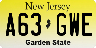 NJ license plate A63GWE