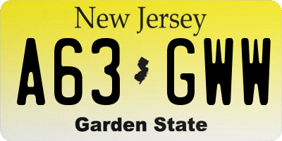 NJ license plate A63GWW