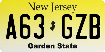 NJ license plate A63GZB