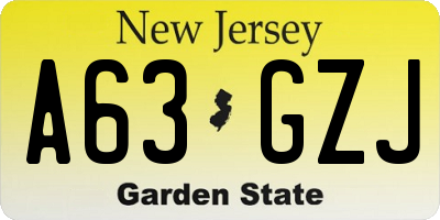 NJ license plate A63GZJ