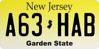 NJ license plate A63HAB