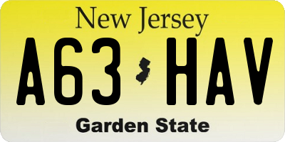 NJ license plate A63HAV
