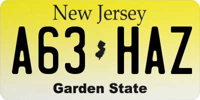NJ license plate A63HAZ