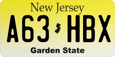 NJ license plate A63HBX