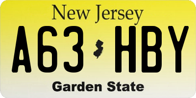 NJ license plate A63HBY