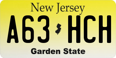 NJ license plate A63HCH