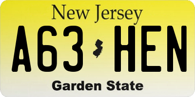 NJ license plate A63HEN