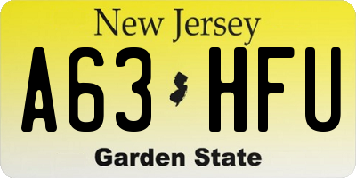 NJ license plate A63HFU