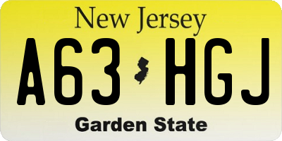 NJ license plate A63HGJ