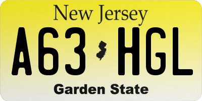 NJ license plate A63HGL