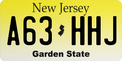 NJ license plate A63HHJ